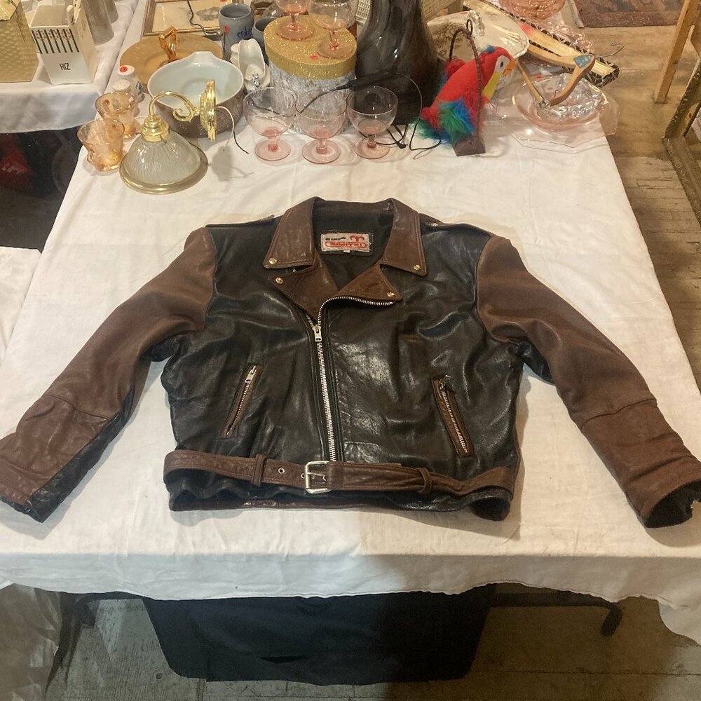 Vtg 1980s perfecto biker motorcycle lambskin leather mens jacket sz Large